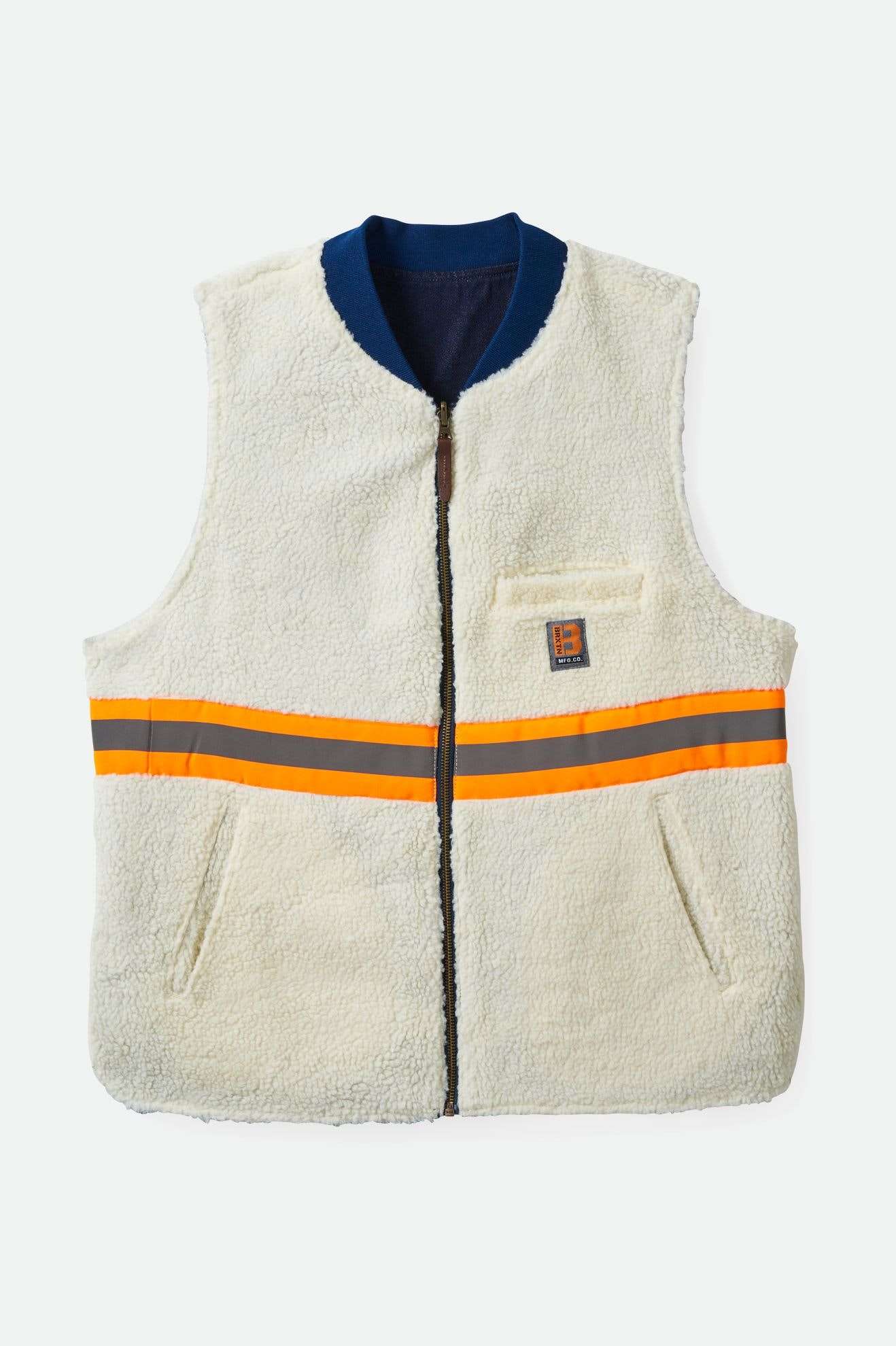 
       Back Laydown Image for Builders Abraham Reversible Vest - Rinse Denim/Sherpa
     