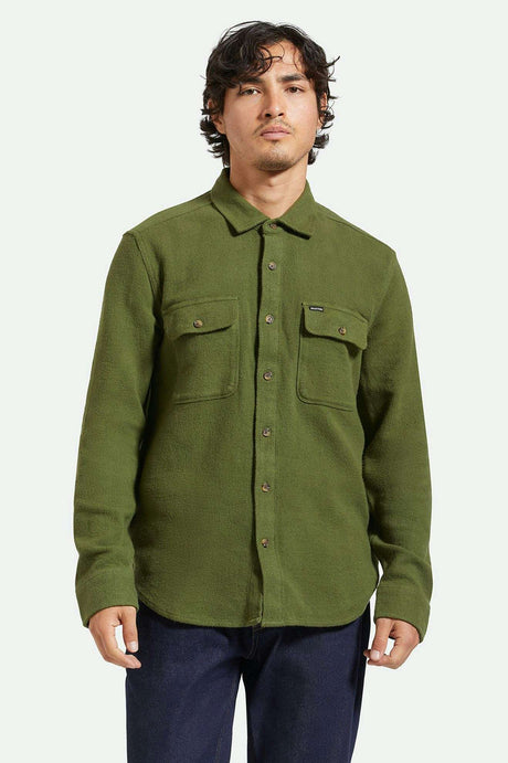 
       Men&#39;s Front Fit | Bowery Textured Loop Twill L/S Overshirt - Cypress Green
     