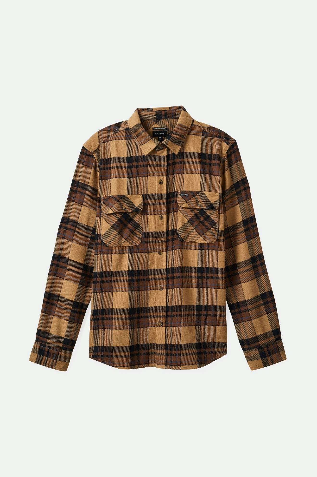 
       Brixton Men&#39;s Bowery L/S Flannel - Tigerʼs Eye/Pinecone Brown/Washed Black | Main
     