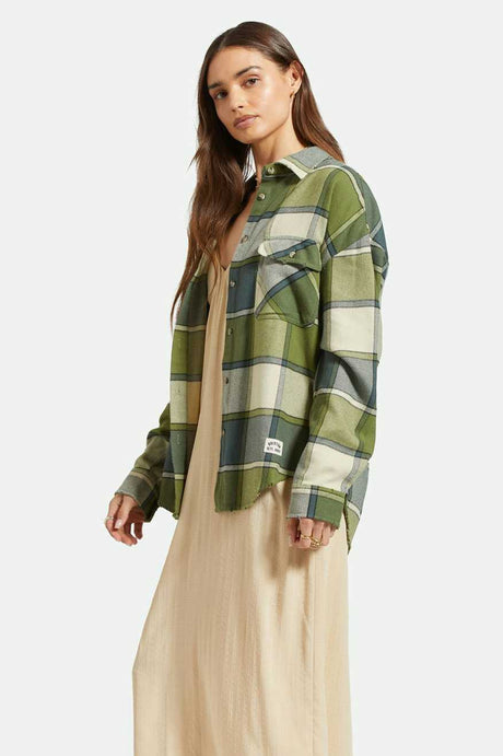 
       Women&#39;s Side Fit | Bowery Women&#39;s Classic L/S Flannel - Blue Mirage/Dill Plaid
     