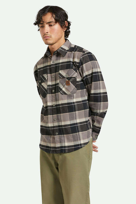 
       Men&#39;s Fit, front | Builders Bowery Stretch Water Resistant L/S Flannel - Black/Charcoal/Beige
     