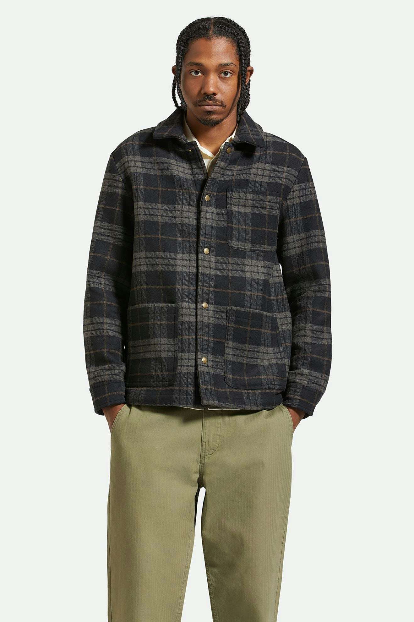 
       Men&#39;s Fit, front | Shop Menswear Chore Coat - Black/Charcoal Plaid
     