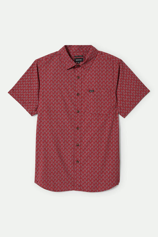 Men's Charter Print S/S Shirt in the color Rust Red/Paisley - Front Product View