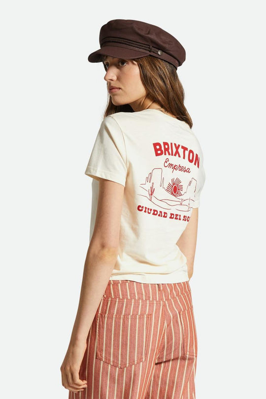 
       Brixton Empresa Fitted Crew Tee - White Smoke
     