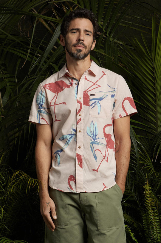 
       Brixton Charter Print S/S Woven Shirt - Coral Pink/Dusty Cedar/Canal Blue
     