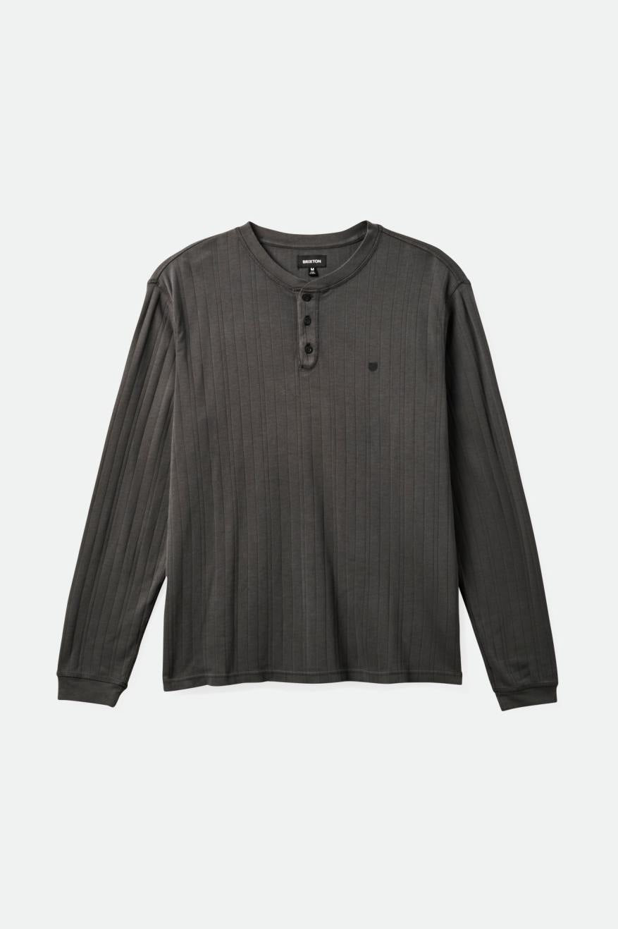 
       Brixton Wren Ribbed L/S Henley - Washed Black
     