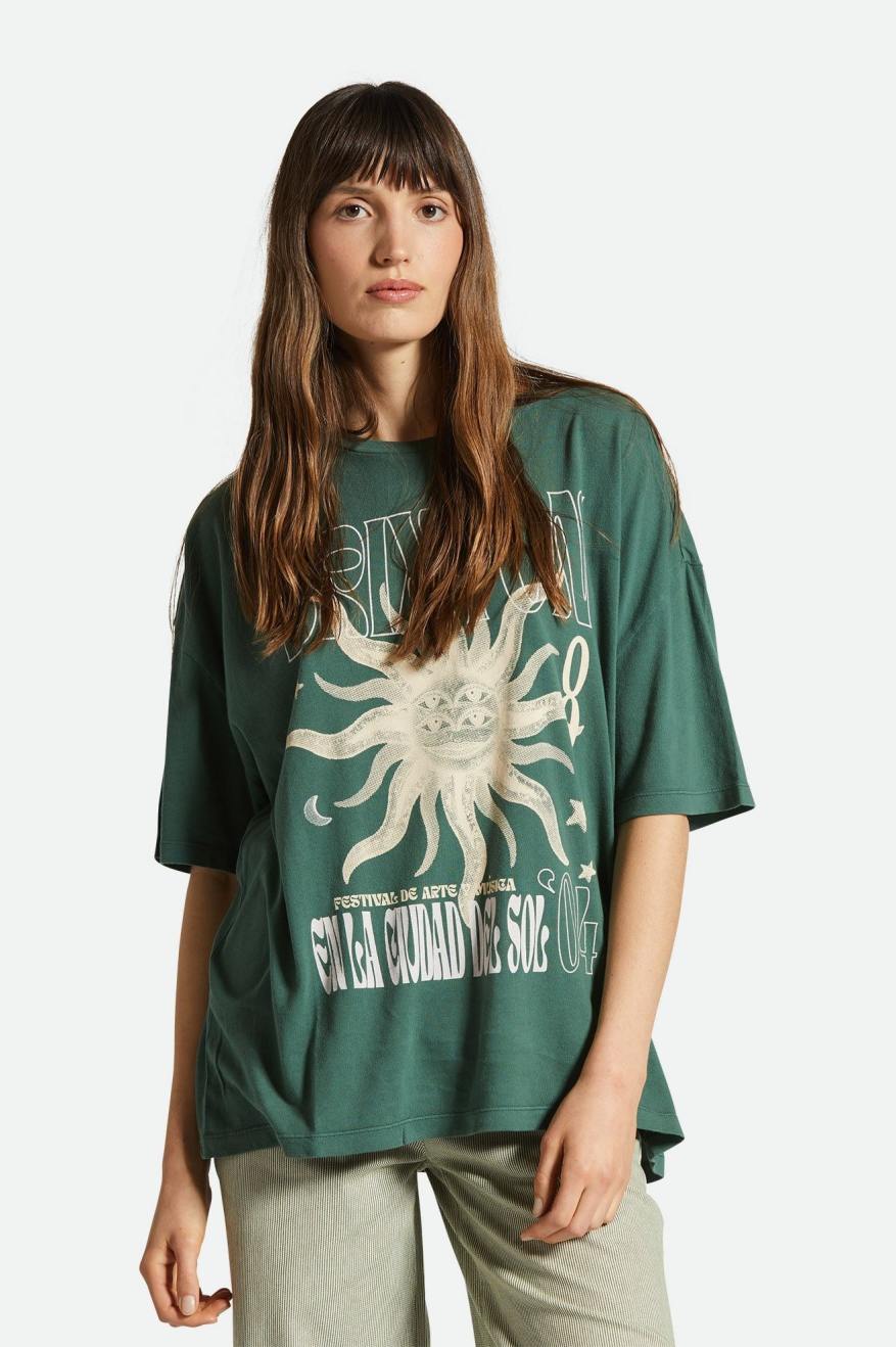 
       Brixton El Festival Oversized Boyfriend Tee - Trekking Green
     