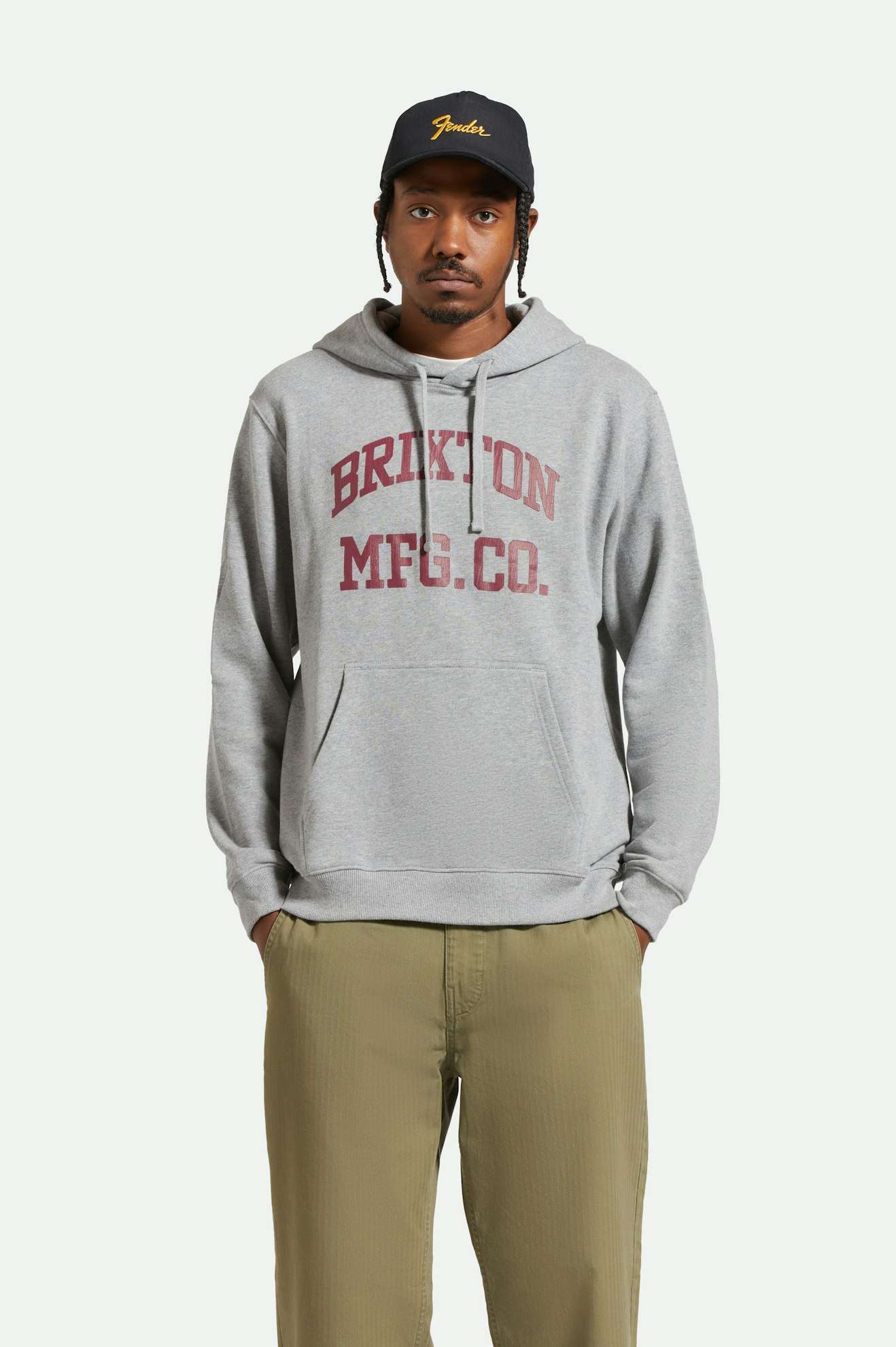 
       Men&#39;s Fit, front | Varsity Broken In Hoodie - Heather Grey
     