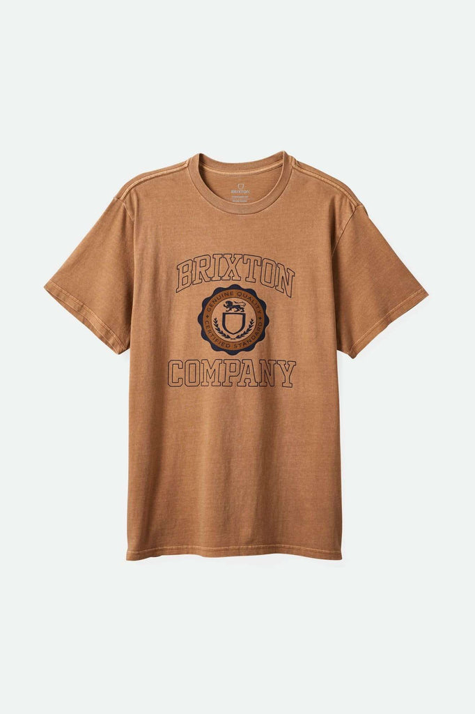 Brixton Men's University S/S Standard T-Shirt - Tobacco Brown Worn Wash | Main