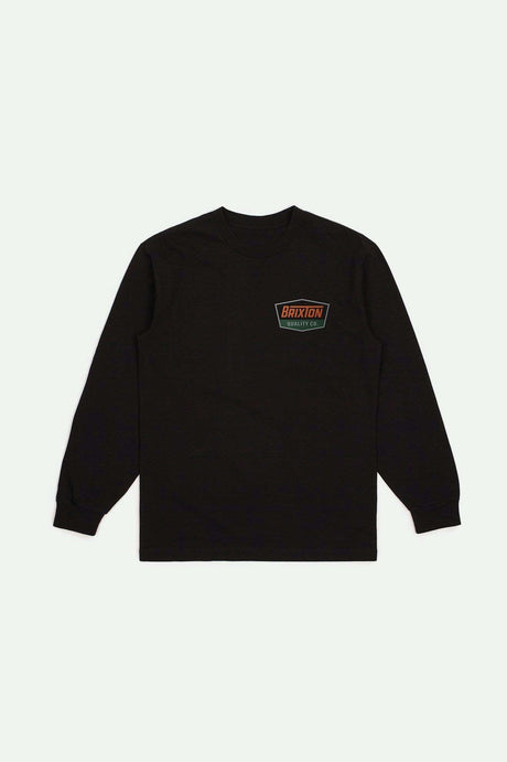 
       Brixton Men&#39;s Regal L/S Standard T-Shirt - Black/Rust | Main
     