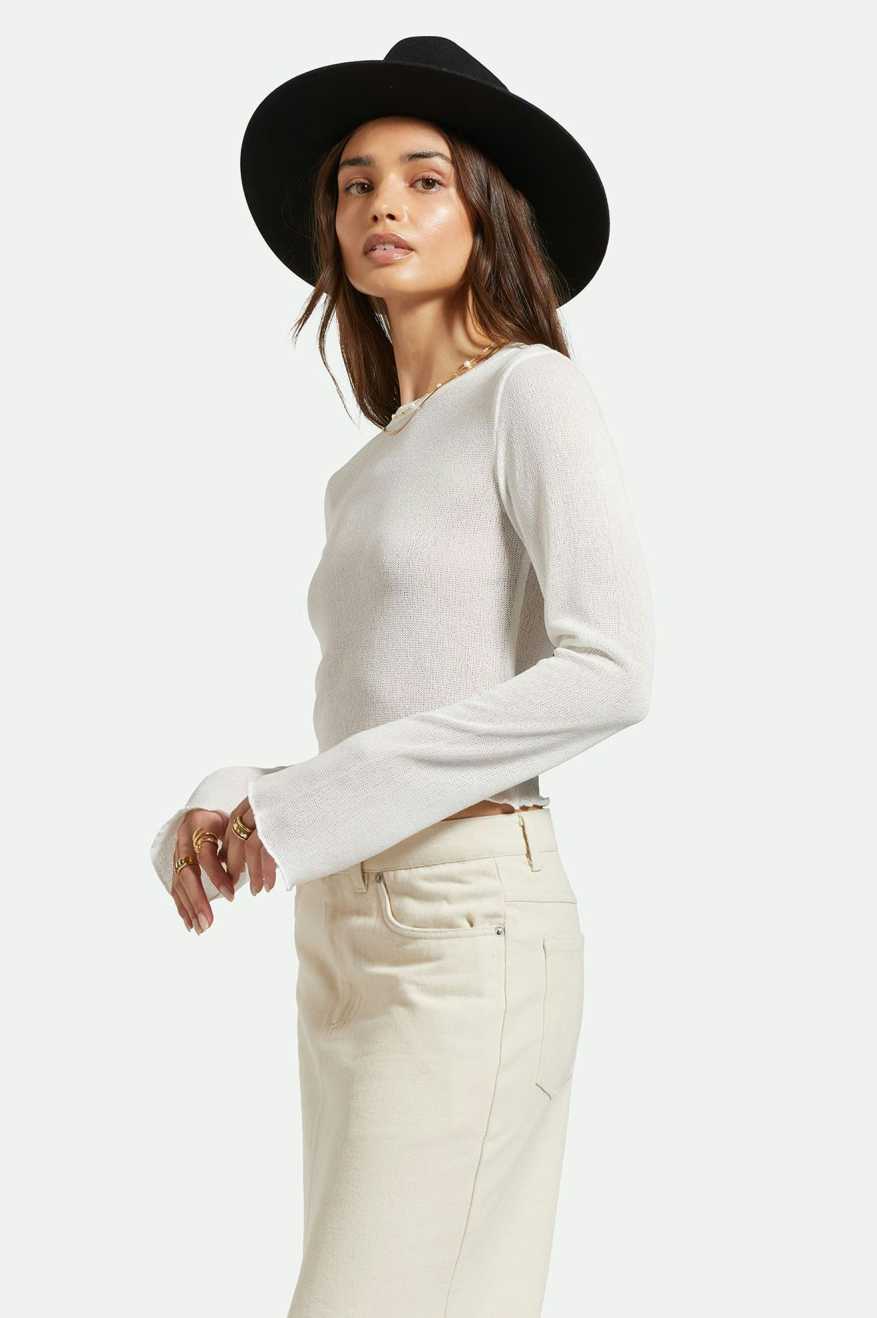 
       Women&#39;s Side Fit | Sheer L/S Knit Top - Off White
     