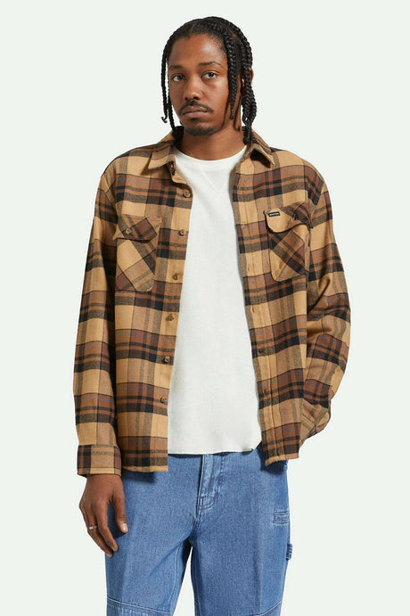 
       Men&#39;s Front Fit | Bowery L/S Flannel - Tigerʼs Eye/Pinecone Brown/Washed Black
     