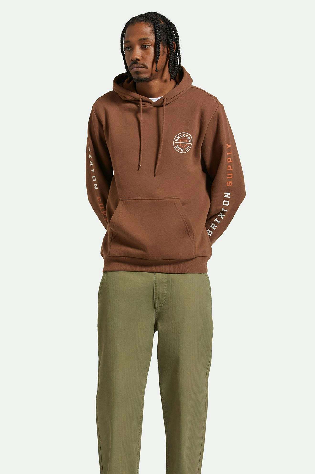 
       Men&#39;s Front Fit | Crest Hoodie - Pinecone Brown/Rust Orange/White
     