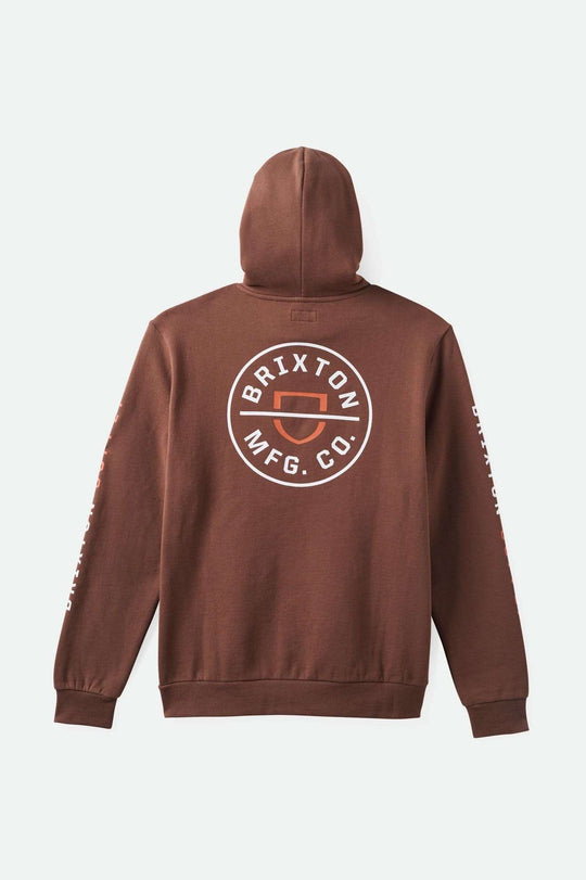 
       Back Laydown Image for Crest Hoodie - Pinecone Brown/Rust Orange/White
     