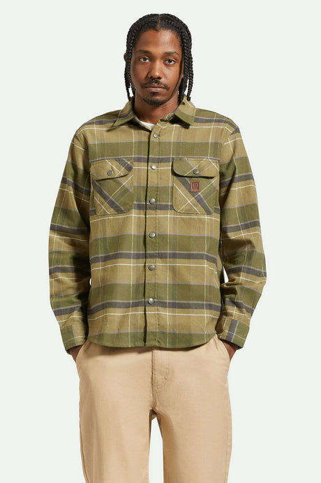 
       Men&#39;s Front Fit | Builders Bowery Stretch Water Resistant L/S Flannel - Dill/Olive Surplus/Washed Black
     