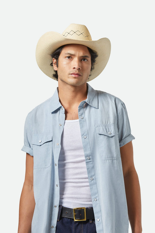 
       Unisex Laredo Panama Straw Cowboy Hat in the color Catalina Sand - Men&#39;s Front View
     