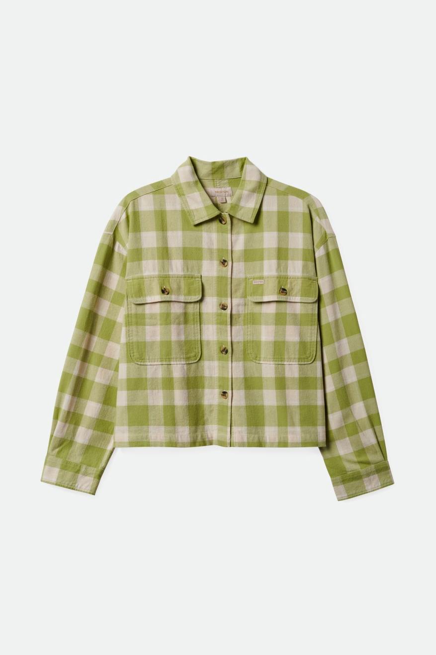 
       Brixton Bowery Women&#39;s Lightweight L/S Flannel - Pear/Whitecap
     