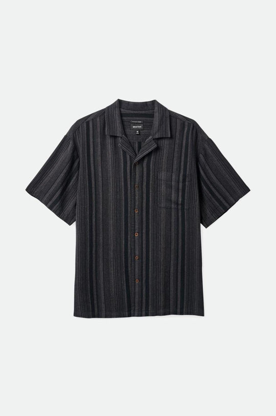 
       Brixton Bunker Seersucker S/S Camp Collar Woven Shirt - Black/Charcoal
     