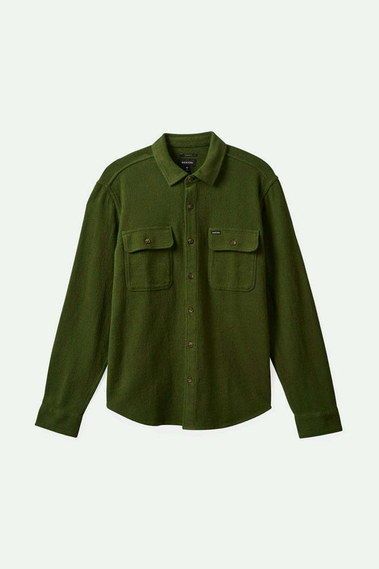 
       Brixton Men&#39;s Bowery Textured Loop Twill L/S Overshirt - Cypress Green | Main
     