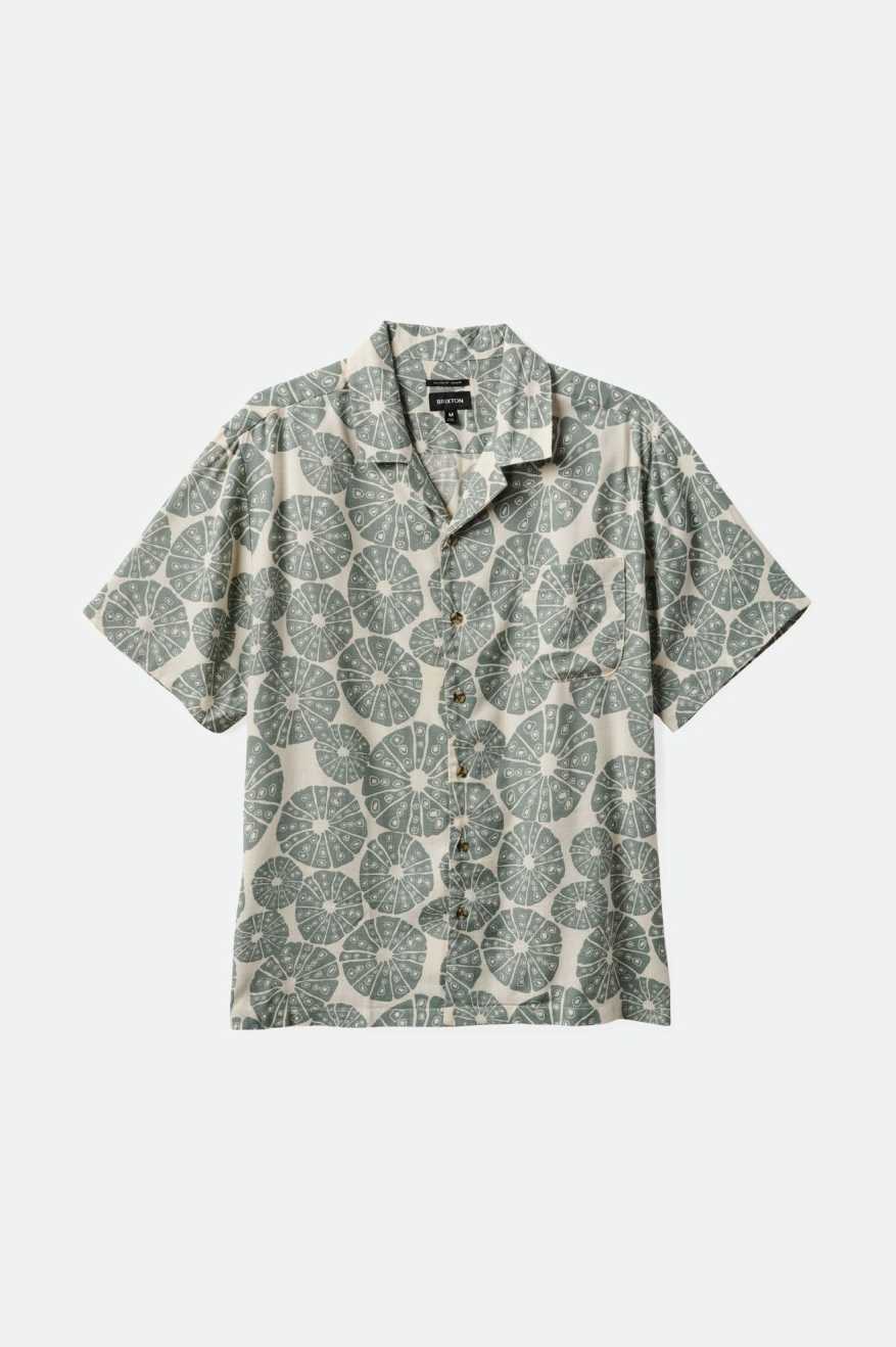 
       Brixton Bunker Slub S/S Camp Collar Shirt - Whitecap/Chinois Green
     