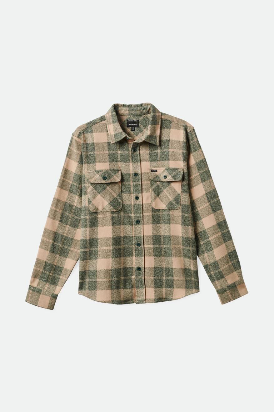 
       Brixton Bowery Stretch Water Resistant L/S Flannel - Trekking Green/Oatmilk
     