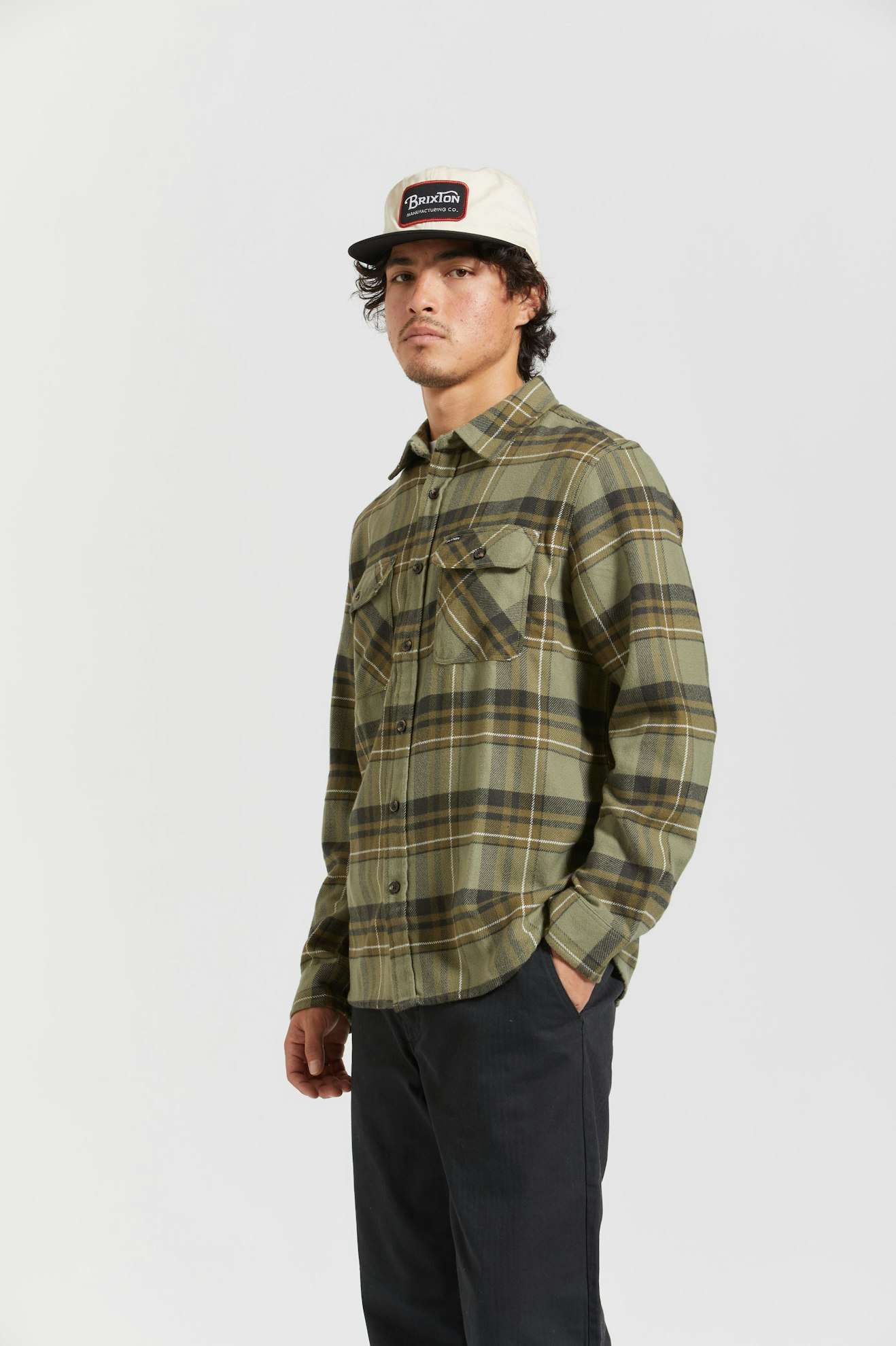 
       Men&#39;s Side Fit | Bowery L/S Flannel - Vetiver/Laurel Wreath/Washed Black
     