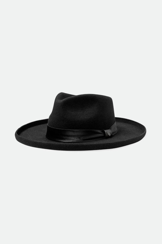 
       Brixton Victoria Felt Fedora - Black/Black Satin
     