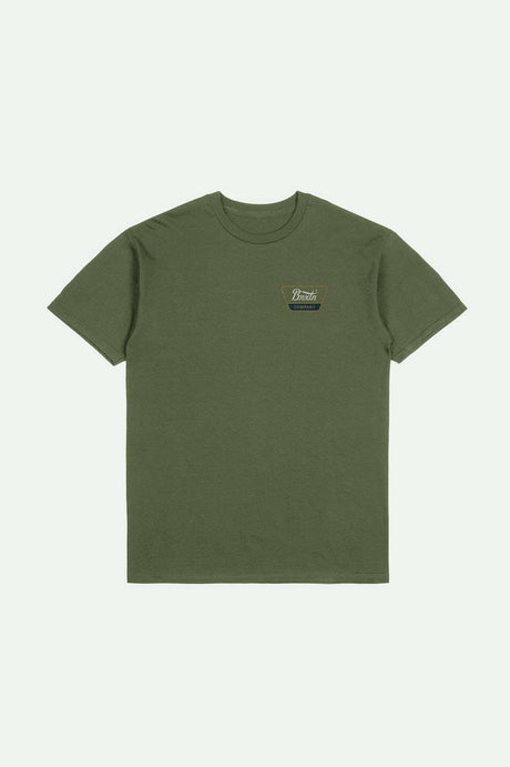 
       Brixton Men&#39;s Linwood S/S Standard T-Shirt - Ivy Green/Tobacco Brown/Ivory | Main
     