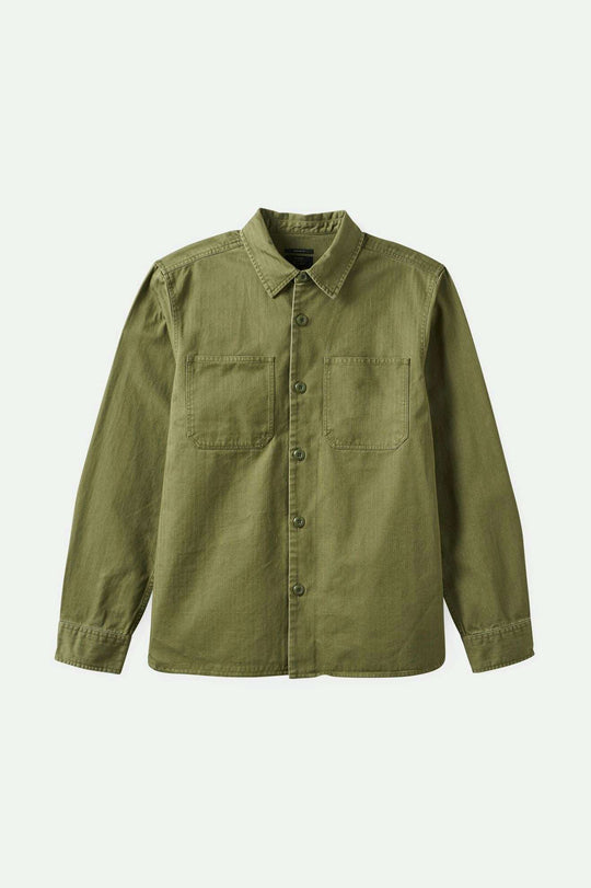 
       Brixton Men&#39;s Selden L/S Overshirt - Olive Surplus Worn Wash | Main
     