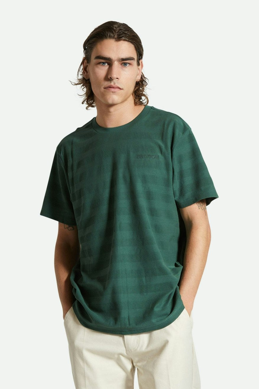 
       Brixton The City Jacquard Stripe S/S Tee - Trekking Green
     