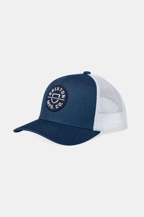 Brixton Men's Crest Netplus Trucker Hat - Dark Denim/White | Main