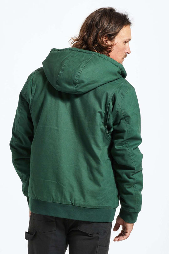 
       Men&#39;s Back Fit Image | Builders Zip Hood Jacket - Pine Needle
     