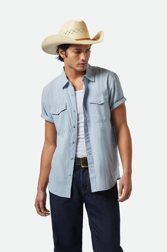 
       Men&#39;s Wayne Western S/S Shirt in the color Medium Blue - Men&#39;s Front View
     