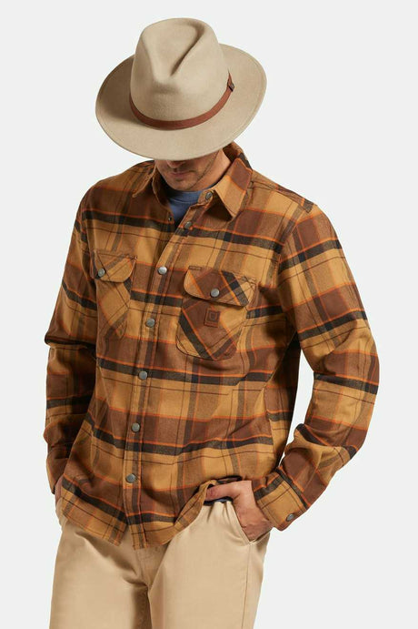 
       Brixton Unisex Messer Packable Fedora - Timberwolf/Light Brown | Front fit
     