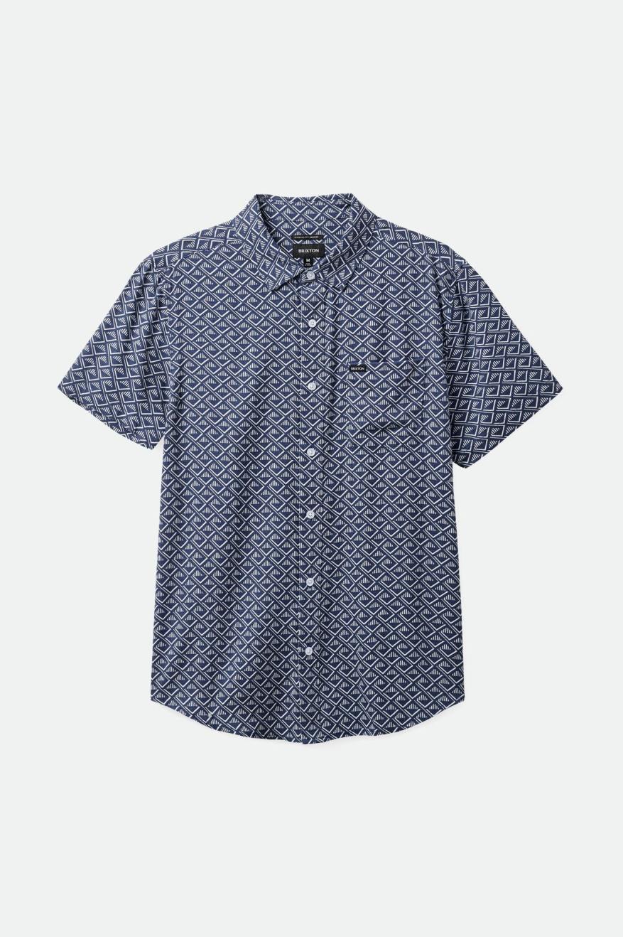 
       Brixton Charter Print S/S Woven Shirt - Washed Navy/White Tile
     