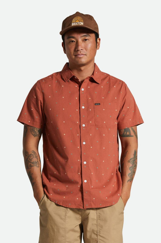 
       Brixton Charter Print S/S Woven Shirt - Terracotta Pyramid
     