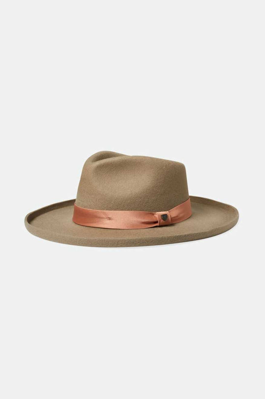 
       Brixton Women&#39;s Victoria Felt Fedora - Timberwolf/Rose Gold Satin | Main
     