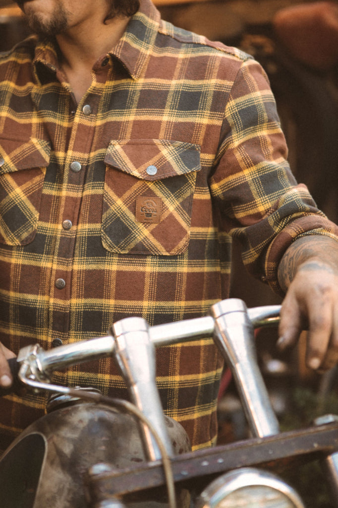 Brixton Coors 150 Western Heavyweight Bowery Flannel - Sepia/Sunset/Washed Black