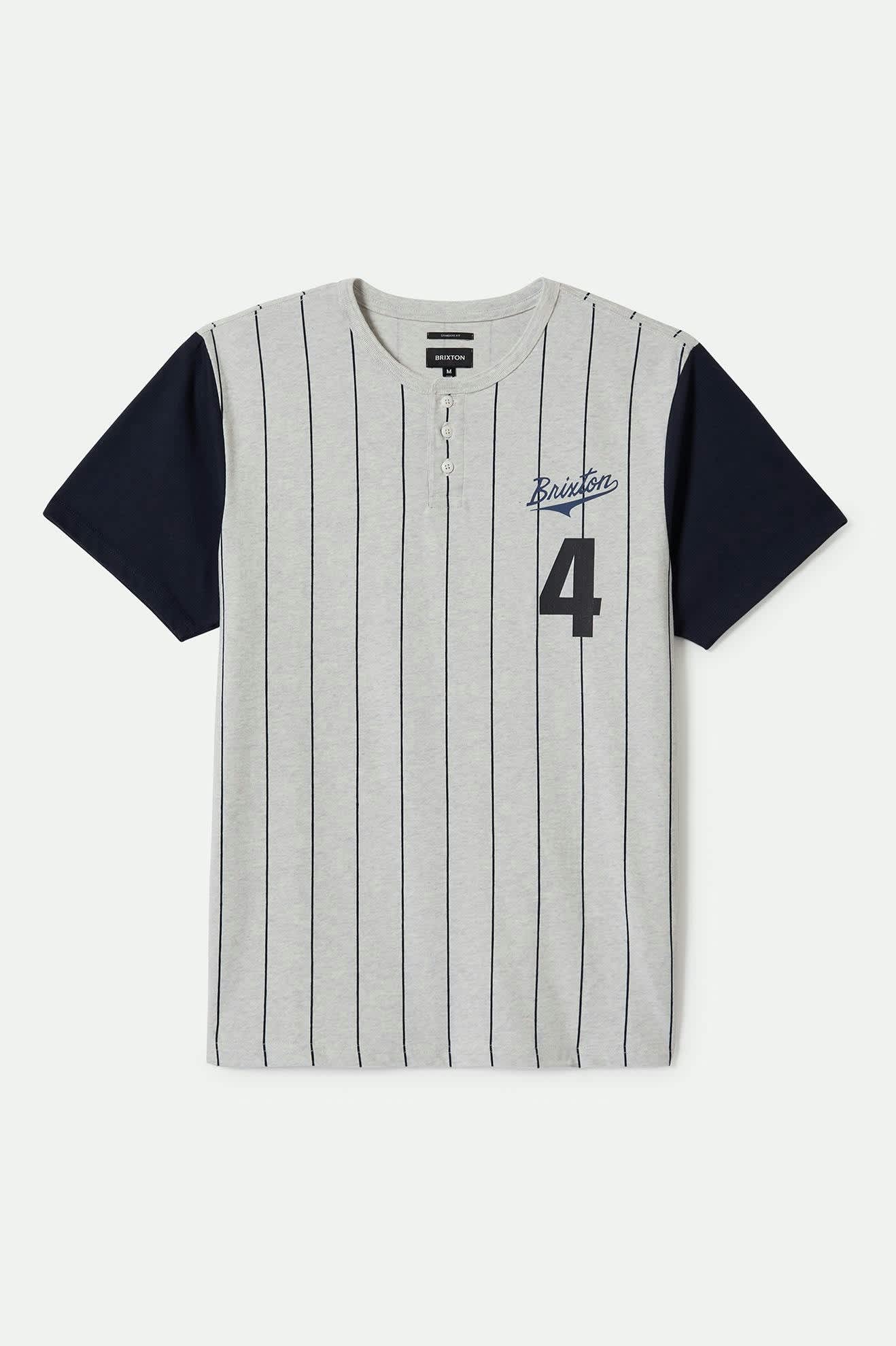 
       Men&#39;s The League Baseball T-Shirt in the color Heather Grey Ash/Washed Navy - Front Product View
     