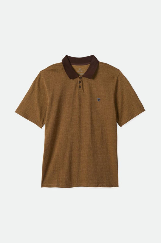 
       Brixton Shield Herringbone S/S Polo - Dark Earth/Antelope
     