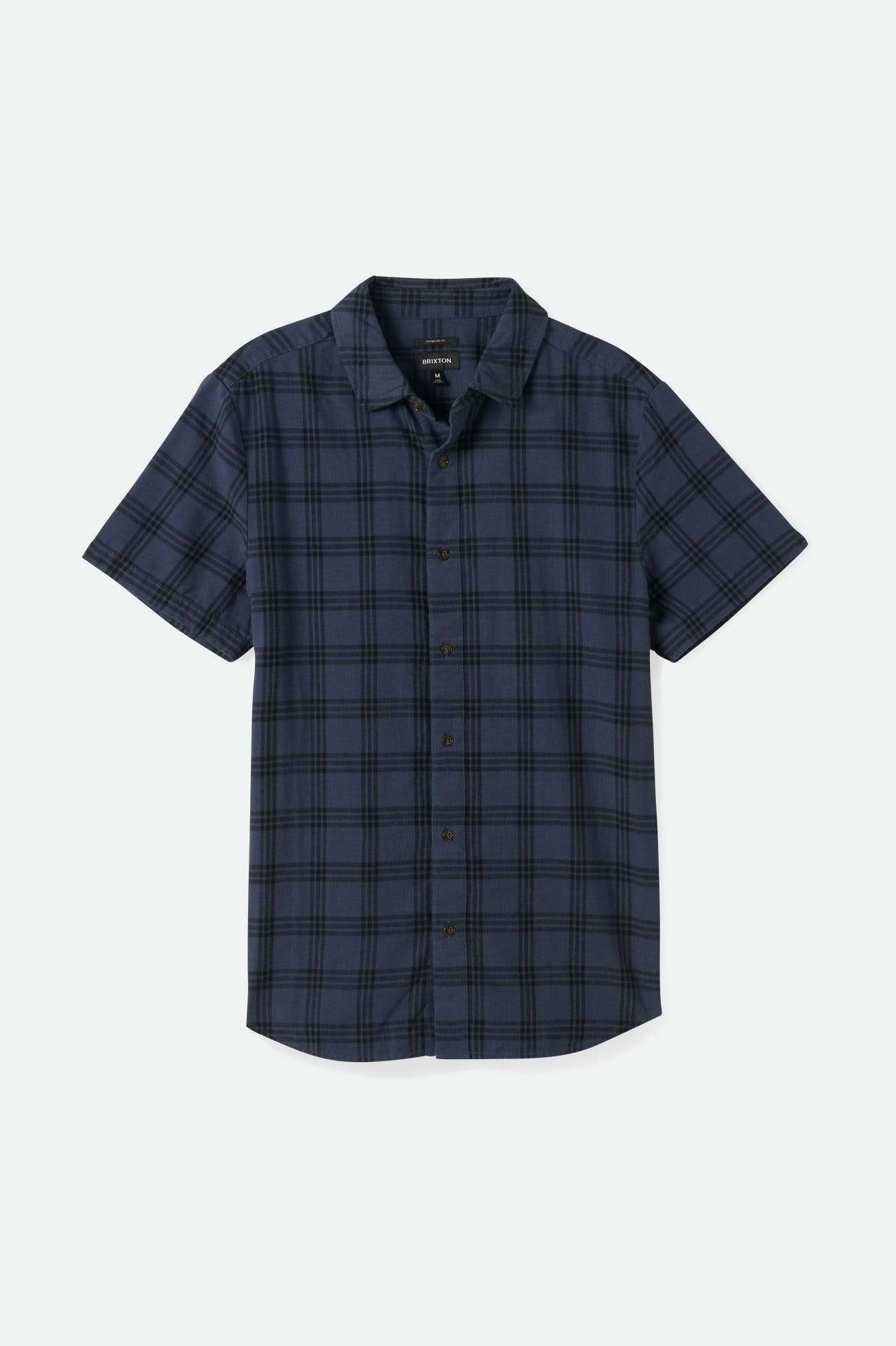 
       Brixton Men&#39;s Crosby Plaid S/S Woven Shirt - Ombre Blue/Black | Main
     