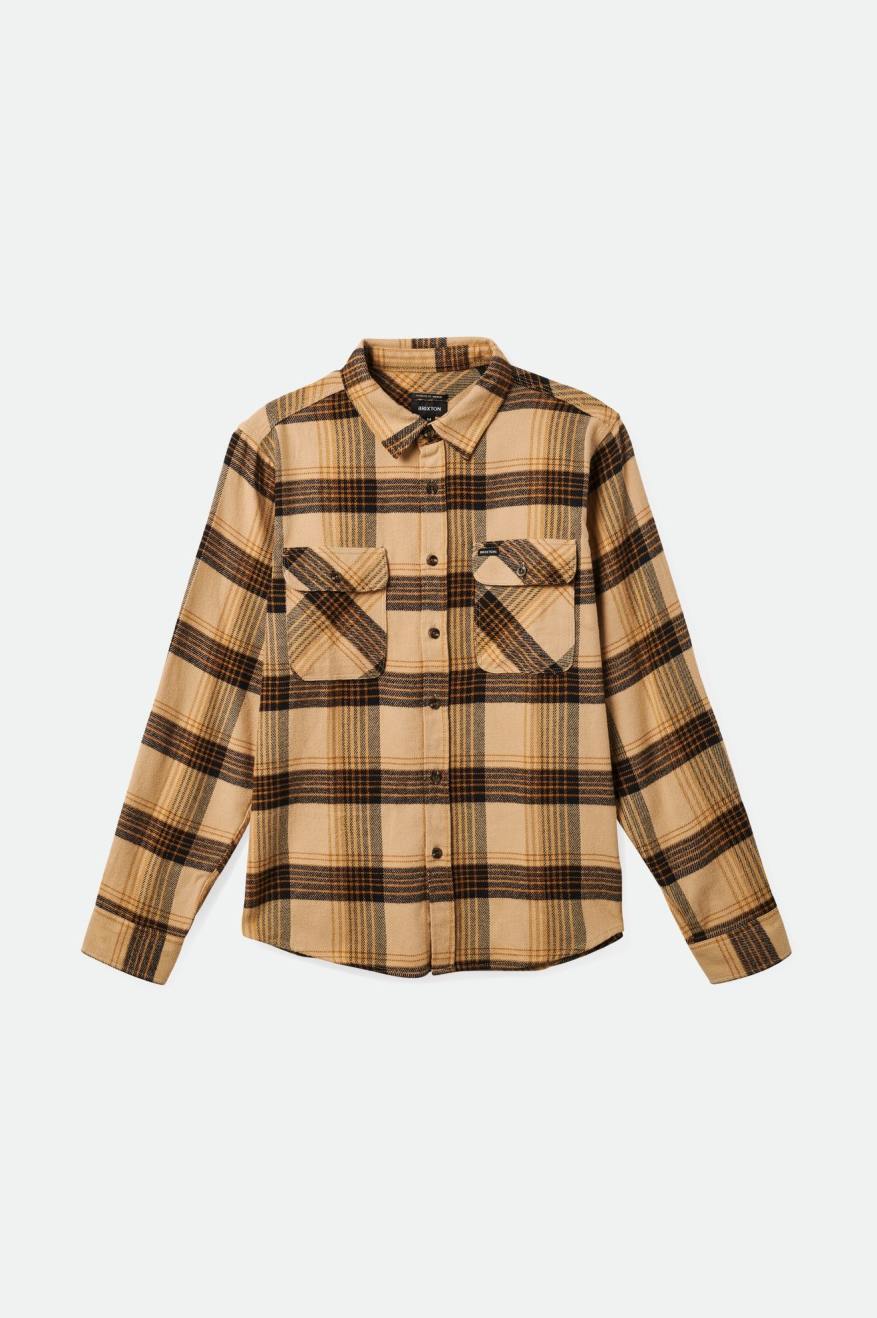 
       Brixton Men&#39;s Bowery L/S Flannel - Sand/Black | Main
     