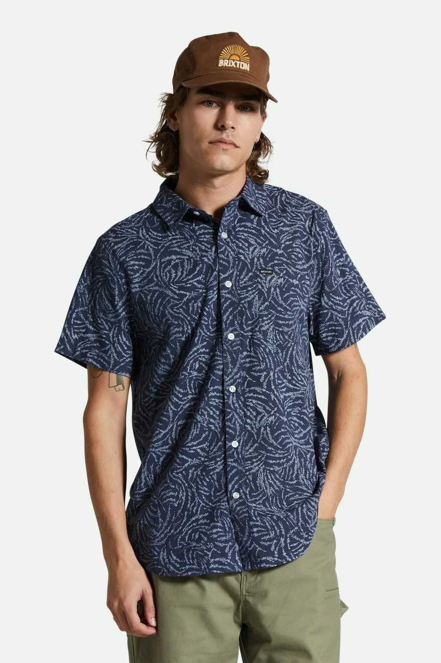 
       Brixton Charter Print S/S Woven Shirt - Washed Navy/Dusty Ripple
     