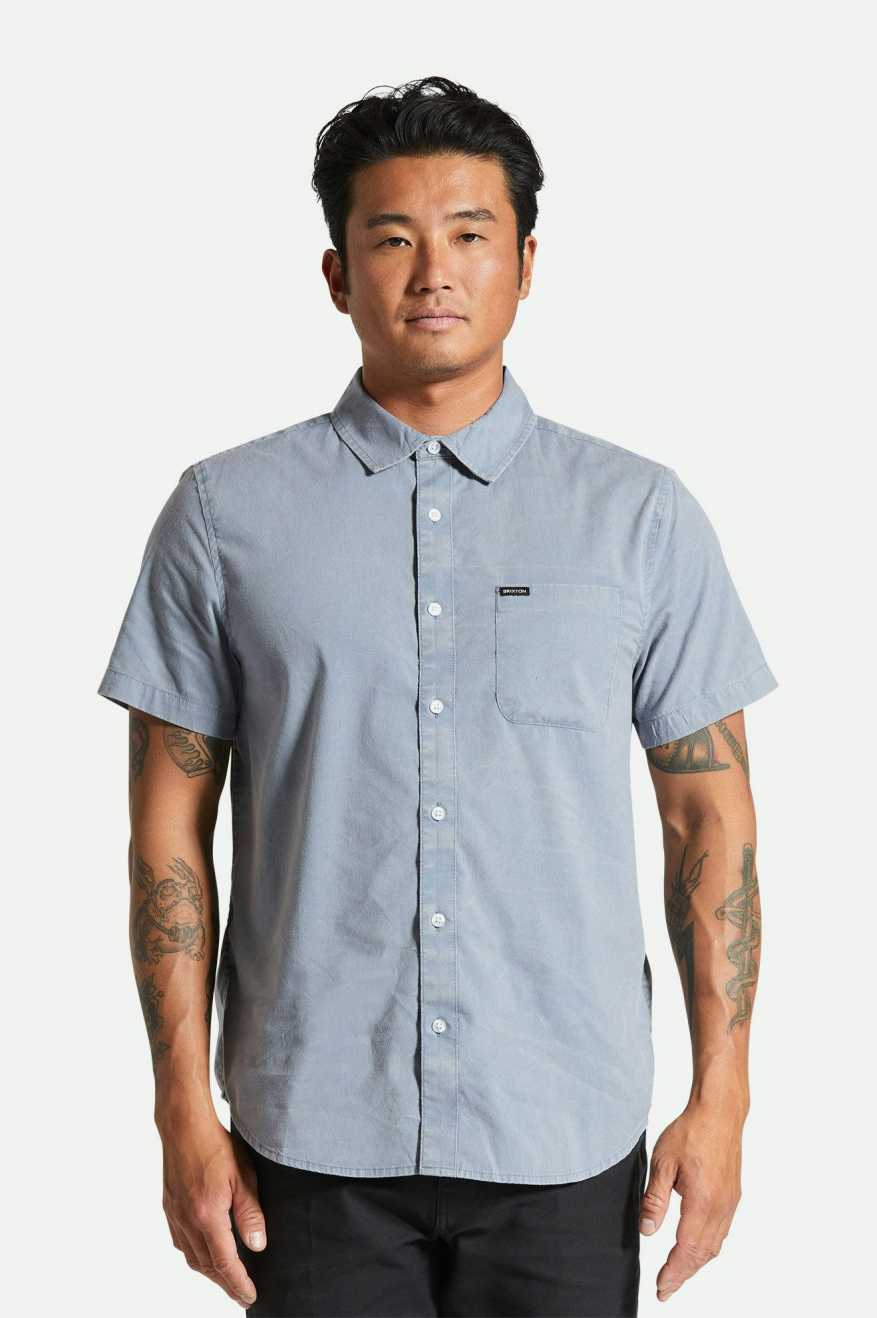 
       Brixton Charter Sol Wash S/S Woven Shirt - Flint Stone Blue Sol Wash
     