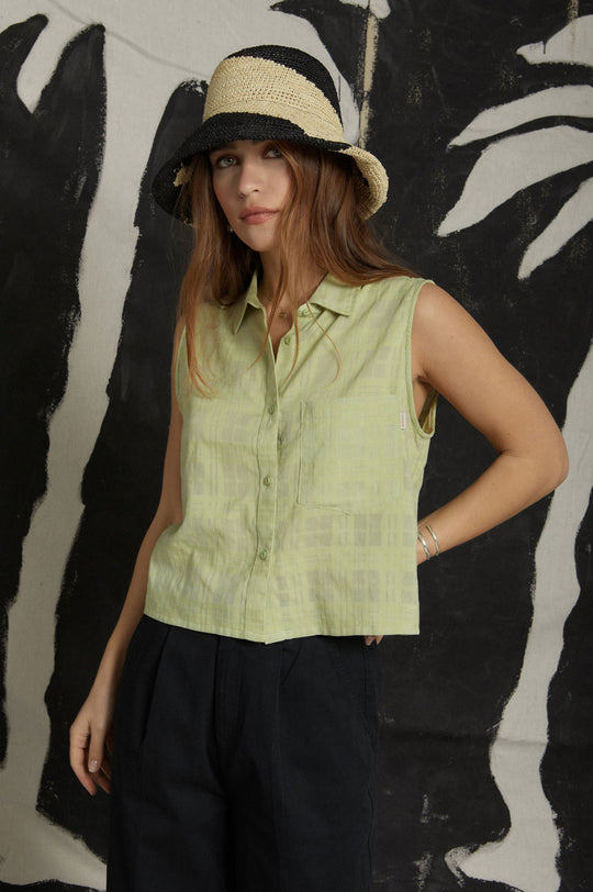 
       Brixton Leon Boxy Sleeveless Shirt - Pear
     