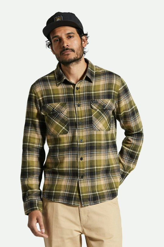 
       Brixton Bowery L/S Flannel - Green Kelp/Sand/Black
     