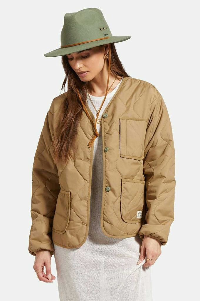 Brixton Unisex Wesley Weather Guard Packable Fedora - Light Moss | Women's Front Fit