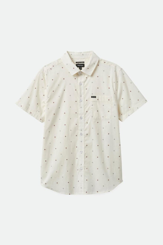 
       Brixton Charter Print S/S Shirt - Off White Pyramid
     