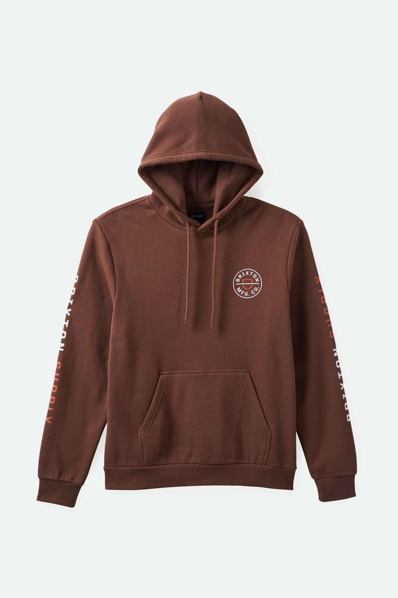 
       Brixton Men&#39;s Crest Hoodie - Pinecone Brown/Rust Orange/White | Main
     