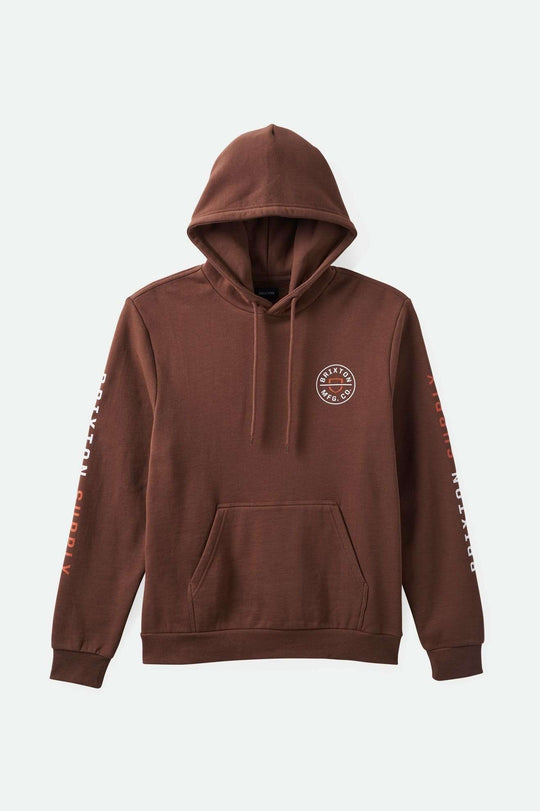 
       Brixton Men&#39;s Crest Hoodie - Pinecone Brown/Rust Orange/White | Main
     